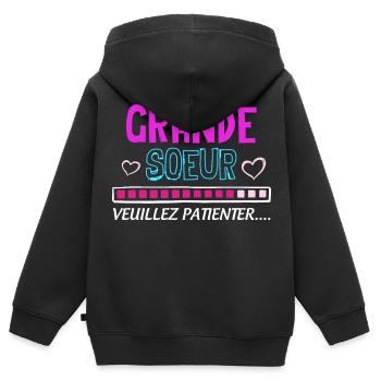 Téléchargements grande sœur de mon cœur - Sweat Premium à capuche zippé enfant bio - noir - Dos - AI Model Kid Male (0cm)