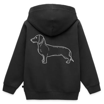 Dackel minimalistisch - Kinder Premium Organic Zip Hoodie - Schwarz - Hinten - AI Model Kid Male (0cm)