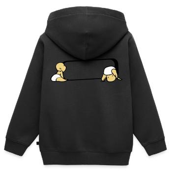 Zwillinge Namensschild - Kinder Premium Organic Zip Hoodie - Schwarz - Hinten - AI Model Kid Male (0cm)