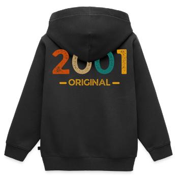 2001 Origineel - Kinder Premium zip hoodie biologisch - zwart - Achter - AI Model Kid Male (0cm)