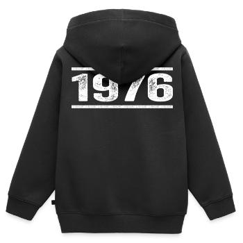 1976 Rétro 1976 Anniversaire 1976 Millésime 1976 - Sweat Premium à capuche zippé enfant bio - noir - Dos - AI Model Kid Male (0cm)