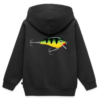 Köder für die Fischerei - Kinder Premium Organic Zip Hoodie - Schwarz - Hinten - AI Model Kid Male (0cm)