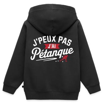 Ich kann nicht, ich habe Petanque - Kinder Premium Organic Zip Hoodie - Schwarz - Hinten - AI Model Kid Male (0cm)