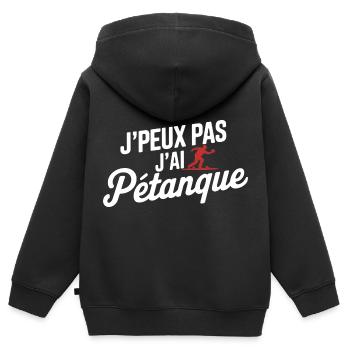 Ich kann nicht, ich habe Petanque - Kinder Premium Organic Zip Hoodie - Schwarz - Hinten - AI Model Kid Male (0cm)