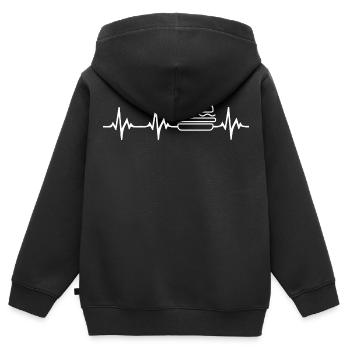 Burger Heartbeat - Sweat Premium à capuche zippé enfant bio - noir - Dos - AI Model Kid Male (0cm)