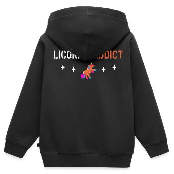 Einhorn-Süchtiger - Kinder Premium Organic Zip Hoodie - Schwarz - Hinten - AI Model Kid Male (0cm)