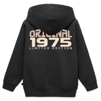Millésime 1975 édition limitée 1975 anniversaire - Sweat Premium à capuche zippé enfant bio - noir - Dos - AI Model Kid Male (0cm)