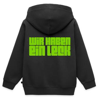 wir haben ein Leck - Kinder Premium Organic Zip Hoodie - Schwarz - Hinten - AI Model Kid Male (0cm)