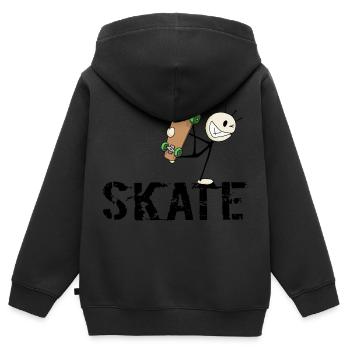 skate! - Kinder Premium Organic Zip Hoodie - Schwarz - Hinten - AI Model Kid Male (0cm)