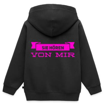 sie hören von mir - Kinder Premium Organic Zip Hoodie - Schwarz - Hinten - AI Model Kid Male (0cm)