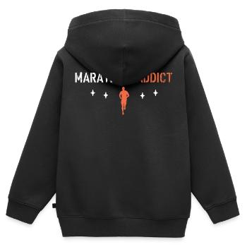 Marathon-Süchtiger - Kinder Premium Organic Zip Hoodie - Schwarz - Hinten - AI Model Kid Male (0cm)