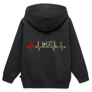 Trotting Racing Trotting Heartbeat Retro - Kids Premium Organic Zip-up Hoodie - black - Back - AI Model Kid Male (0cm)