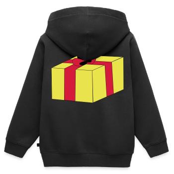 Geschenk verpackt Überraschung Schleife Paket - Kinder Premium Organic Zip Hoodie - Schwarz - Hinten - AI Model Kid Male (0cm)