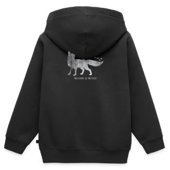 Preserve & Protect Environmental Protection Climate Protection Fuchs - Kids Premium Organic Zip-up Hoodie - black - Back - AI Model Kid Male (0cm)