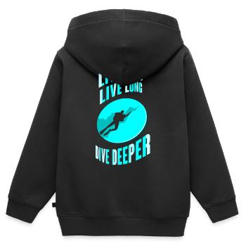 Plongée Plongée Instructeur de plongée Plongée - Sweat Premium à capuche zippé enfant bio - noir - Dos - AI Model Kid Male (0cm)
