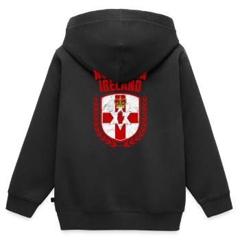 Nordirland - Kinder Premium Organic Zip Hoodie - Schwarz - Hinten - AI Model Kid Male (0cm)