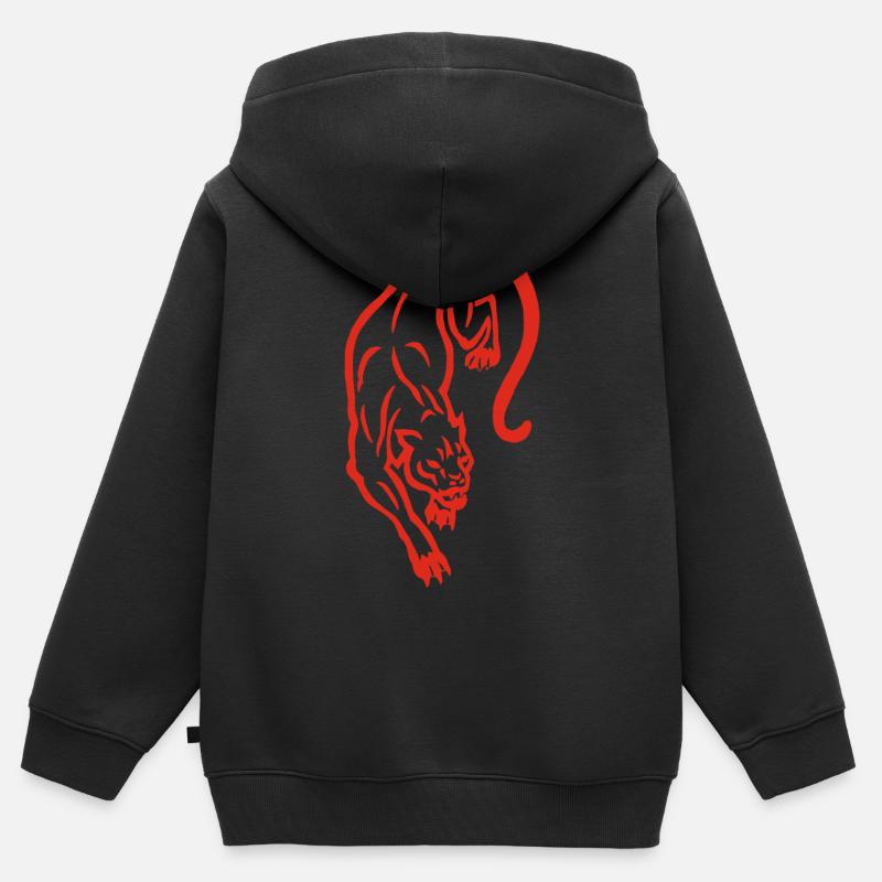 Silhouette de panthère rouge - Sweat Premium à capuche zippé enfant bio - noir