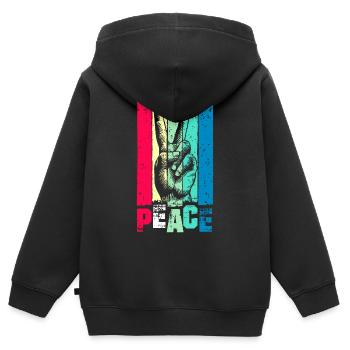 Peace - Peacezeichen - Friedensbewegung - Frieden - Kinder Premium Organic Zip Hoodie - Schwarz - Hinten - AI Model Kid Male (0cm)