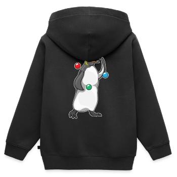 Jongleur pingouin jongleur jongleur - Sweat Premium à capuche zippé enfant bio - noir - Dos - AI Model Kid Male (0cm)