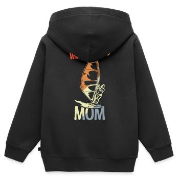 Maman Windsurfer - Sweat Premium à capuche zippé enfant bio - noir - Dos - AI Model Kid Male (0cm)