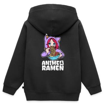 Ich Liebe Anime Ramen Statement Herz Mädchen Manga - Kinder Premium Organic Zip Hoodie - Schwarz - Hinten - AI Model Kid Male (0cm)