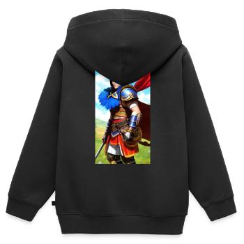 Mehrfarbiger Ritter Gladiator - Kinder Premium Organic Zip Hoodie - Schwarz - Hinten - AI Model Kid Male (0cm)