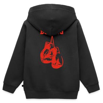 Rote Boxhandschuhe - Kinder Premium Organic Zip Hoodie - Schwarz - Hinten - AI Model Kid Male (0cm)