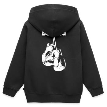 Weiße Boxhandschuhe - Kinder Premium Organic Zip Hoodie - Schwarz - Hinten - AI Model Kid Male (0cm)