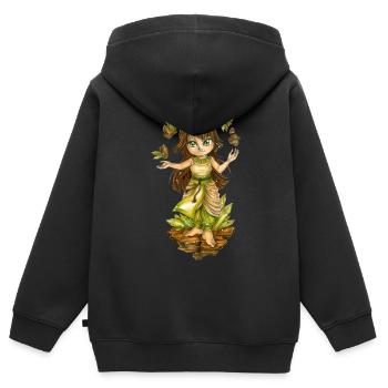 Niedlicher Chibi Wasser Fee Erd Bändiger Mangastil - Kinder Premium Organic Zip Hoodie - Schwarz - Hinten - AI Model Kid Male (0cm)