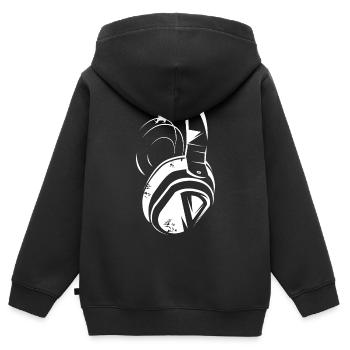 Casque Musique DJ Utilisé Look Illustration Icône - Sweat Premium à capuche zippé enfant bio - noir - Dos - AI Model Kid Male (0cm)