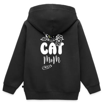 Maman chat - Sweat Premium à capuche zippé enfant bio - noir - Dos - AI Model Kid Male (0cm)
