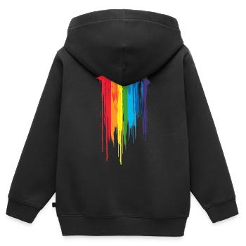 Subtil et cool Dripping Pride drapeau arc en ciel Design - Sweat Premium à capuche zippé enfant bio - noir - Dos - AI Model Kid Male (0cm)