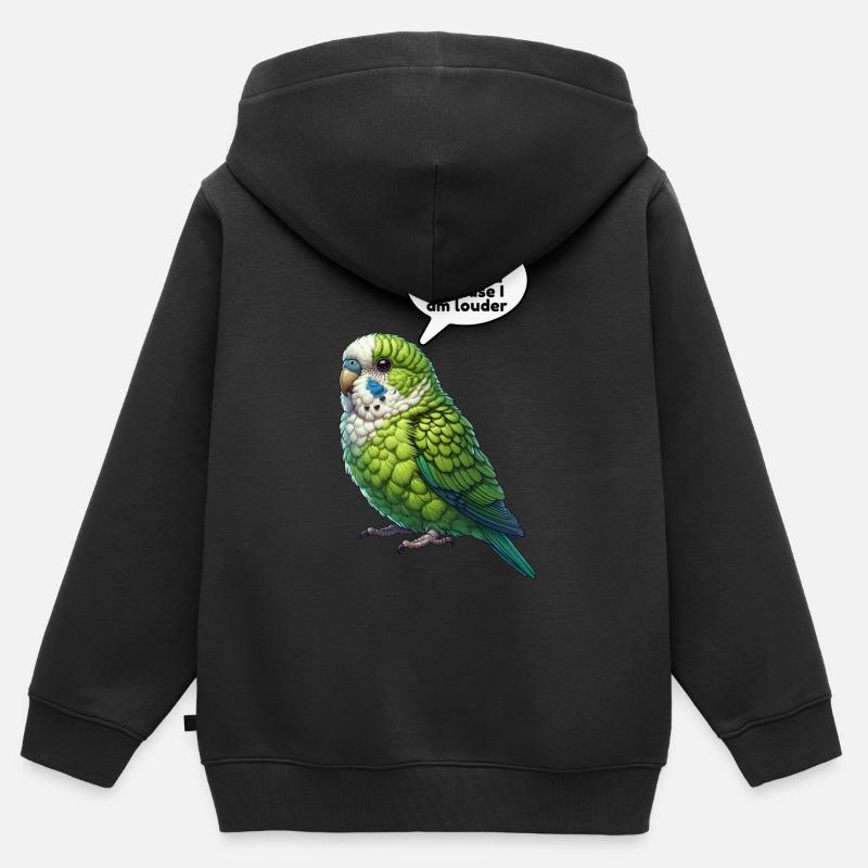 Perroquet Oiseau Perroquet vert - Sweat Premium à capuche zippé enfant bio - noir