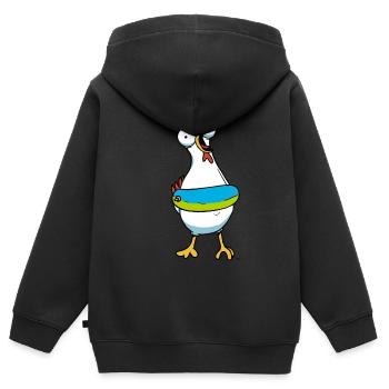 Poulet Poulets Anneau De Natation Détresse Nageur - Sweat Premium à capuche zippé enfant bio - noir - Dos - AI Model Kid Male (0cm)