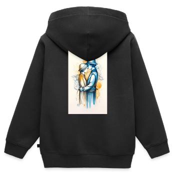 Lebhaftes goldenes und blaues Paar - Kinder Premium Organic Zip Hoodie - Schwarz - Hinten - AI Model Kid Male (0cm)
