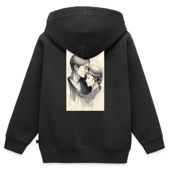 Vereintes lesbisches Paar mit Tinte - Kinder Premium Organic Zip Hoodie - Schwarz - Hinten - AI Model Kid Male (0cm)