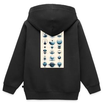 Versions des sphères géométriques - Sweat Premium à capuche zippé enfant bio - noir - Dos - AI Model Kid Male (0cm)
