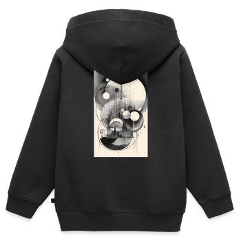 Urbane geometrische Landschaft - Kinder Premium Organic Zip Hoodie - Schwarz - Hinten - AI Model Kid Male (0cm)