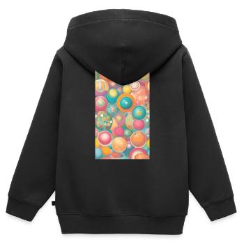 Mild circles & forms - Kids Premium Organic Zip-up Hoodie - black - Back - AI Model Kid Male (0cm)