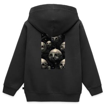 Grey sphere faces - Kids Premium Organic Zip-up Hoodie - black - Back - AI Model Kid Male (0cm)