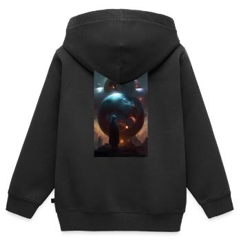 Mystérieux magicien des formes et des sphères - Sweat Premium à capuche zippé enfant bio - noir - Dos - AI Model Kid Male (0cm)
