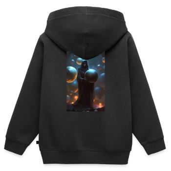 Sorcière des sphères et des orbes - Sweat Premium à capuche zippé enfant bio - noir - Dos - AI Model Kid Male (0cm)