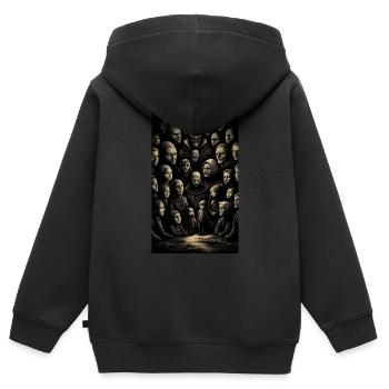 Unheimliches Großfamilientreffen - Kinder Premium Organic Zip Hoodie - Schwarz - Hinten - AI Model Kid Male (0cm)