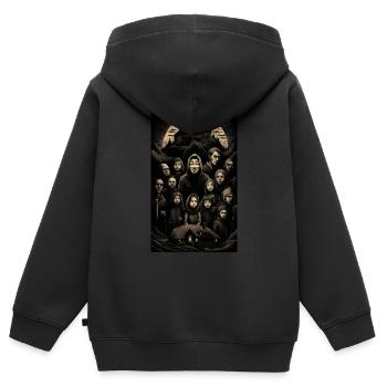 Geheimnisvolles Familienportrait Landschaft - Kinder Premium Organic Zip Hoodie - Schwarz - Hinten - AI Model Kid Male (0cm)