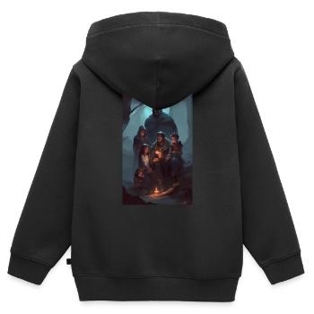Contes familiaux de dark fantasy - Sweat Premium à capuche zippé enfant bio - noir - Dos - AI Model Kid Male (0cm)