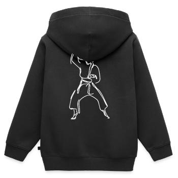 Weibliche Karateka - Kinder Premium Organic Zip Hoodie - Schwarz - Hinten - AI Model Kid Male (0cm)