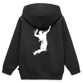 Volleyball Angriff Explosion Beachvolleyball Logo - Kinder Premium Organic Zip Hoodie - Schwarz - Hinten - AI Model Kid Male (0cm)