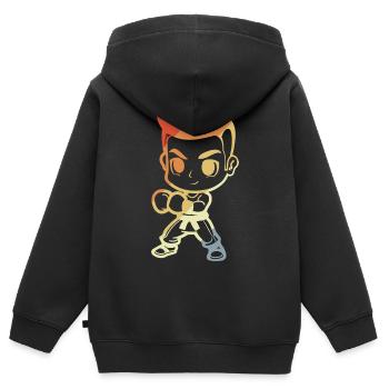 Kickboxer garçon dessin animé - Sweat Premium à capuche zippé enfant bio - noir - Dos - AI Model Kid Male (0cm)