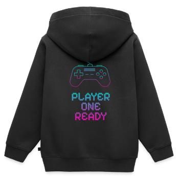 Neon Gaming Controller Design - Kinder Premium Organic Zip Hoodie - Schwarz - Hinten - AI Model Kid Male (0cm)