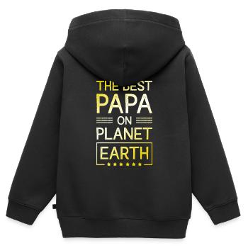 Der Beste Papa - Kinder Premium Organic Zip Hoodie - Schwarz - Hinten - AI Model Kid Male (0cm)